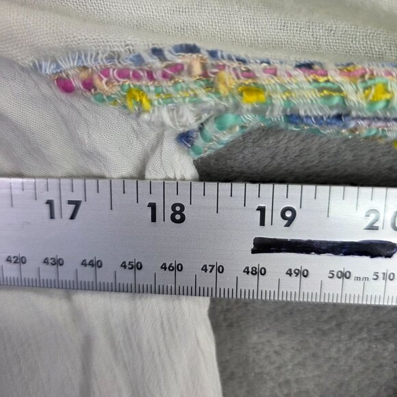 Womens Avani Sel Amour Boho Style White Blouse W/ Tassels & Multicolor Detail M - Picture 6 of 8